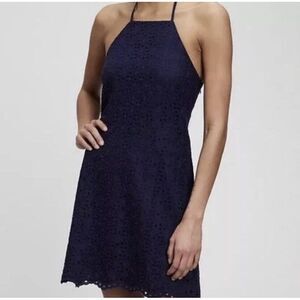 Gap Navy Blue Eyelet Halter Dress Mini Size 6 Summer Dress Casual Croquette Twee